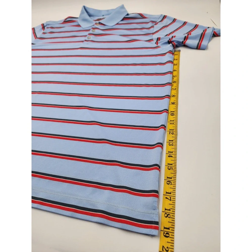 MENS VINTAGE NIKE DRI FIT PERFORMANCE GOLF XL‎ BUTTON UP POLO SHIRT BLUE STRIPED